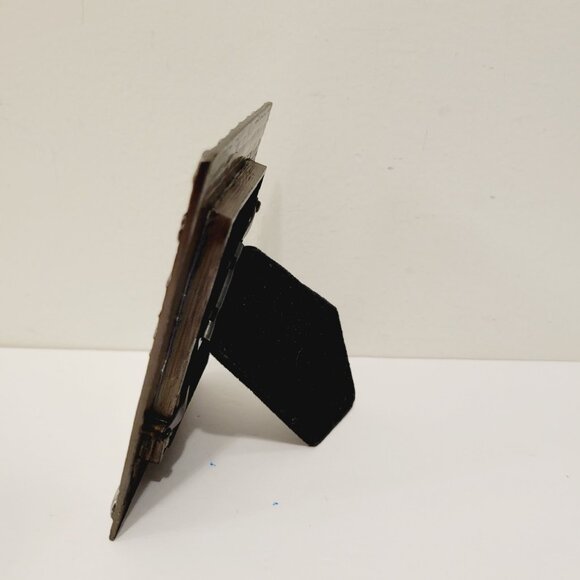 Mini Free Standing Photo Picture Frame Nautical Sea Shells Ocean Life Metal - Picture 2 of 3